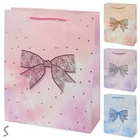 Пакет подарунковий паперовий M "Lace bow" 26*32*10см Stenson R40778-M