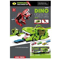 Трейлер з треком YM 333-2 2 види, розмір - 33х10.5х13.5 см, довжина треку: 18.5 см, 4 металопластикові машинки, “ковтає” машинки, в коробці