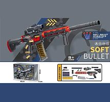 Автомат D 016 глушник, оптичний приціл, запобіжник, м’які патрони з гільзами, ремінець, акум. 7.4V, USB-кабель, в коробці