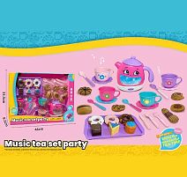 Набір посуду 3221 A чайник, підсвічування, звуки, мелодії, датчики руху, на батарейках, посуд, солодощі, в коробці