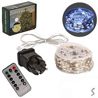 Гірлянда світлодіодна біла "Роса" білий дріт з пультом 50м 500led Stenson R33985-3