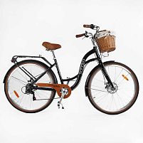 Велосипед міський Corso SN-28033 «Sonata» (колеса: Ø28", рама: 18"/сталева, 7 швидкістей, гальма: заднє/переднє, багажник, кошик на кермі)