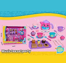 Набір посуду 3221 C чайник, підсвічування, звуки, мелодії, датчики руху, на батарейках, посуд, солодощі, в коробці