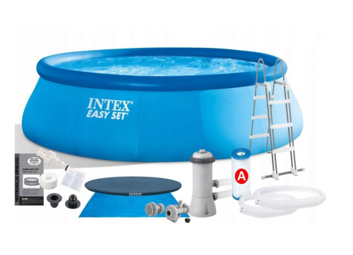 Надувний басейн Intex 26166 (107*457 см., об'єм: 12430 л., картриджний фільтр-насос 3785 л/год., драбина, тент, підстилка, серія: Easy Set) фото 2