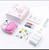 Фотоапарат-принтер C 72990 фронтальна камера, type-C, роз’єм для SD-карти, фото, відео, плеєр, 4 гри, чорно-білий друк, 3 рулони термопаперу, рем