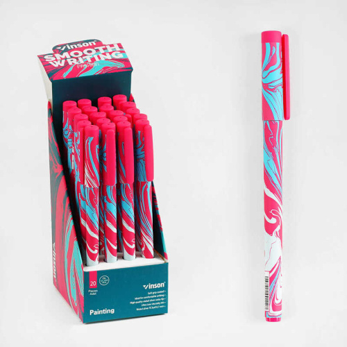 Ручка кулькова M 45643 ЦІНА ЗА 20 ШТУК В БЛОЦІ, синя паста, товщина лінії 0,7 мм