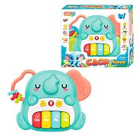 Піаніно "Слон Мирон" 39049 "WToys", ОЗВУЧУВАННЯ УКРАЇНСЬКОЮ МОВОЮ, 8 пісень, 8 скоромовок, 8 казок, цифри, підсвічування, в коробці