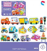 Магнітні пазли C 73799 “Транспорт”, назви англ. мовою, 30 елементів, в коробці