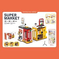 Супермаркет 668-146 світло, звук, касовий апарат, сканер, стіл, кавомашина, полиці, муляжі харчових продуктів, купюр, в коробці
