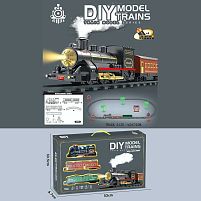 Залізниця XZ 012 локомотив, 2 вагони, колія: 160х75 см, підсвічування, звуки, парогенерація, аксесуари, в коробці