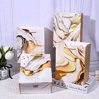 Пакет подарунковий паперовий M "Golden Marble" 26*32*10см Stenson R33247-M