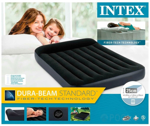 Надувний матрац Intex 64142 «Dura-Beam» (25*137*191 см, 30 см з підголівником, півторамісний, до 272 кг) фото 6