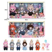 Набір героїв JZ 772 M9 2 види, 3 персонажі, брелки, рухливі кінцівки та голова, ведмедик з кулькою, тортик, подарунок, знімний одяг, карабін, в