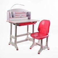 Парта дитяча зі стільчиком BL-18806 колір рожевий, з полицями, регульована висота та нахил , з лампою, в коробці