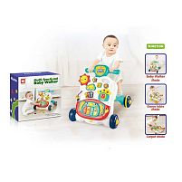 Ходунки-каталка 839 3в1, знімне піаніно, стіл, музика, ноти, звуки тварин, підсвічування, пальчикові ігри, сортер, тріскачка, наліпки, в коробці