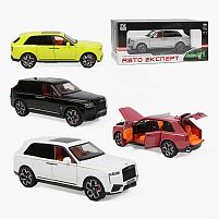 Машинка 3619-87 "Авто Експерт", 4 кольори, металопластик, масштаб 1:24, звук, світло, інерція, відчиняються двері, багажник та капот, 2 режими