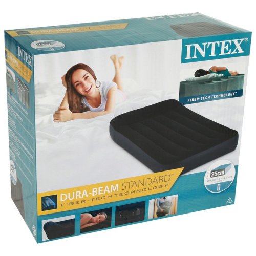 Надувний матрац Intex 64146 «Dura-Beam» (25*99*191 см, 30 см з підголівником, одномісний, вбудований електронасос 220V, до 136 кг) фото 8