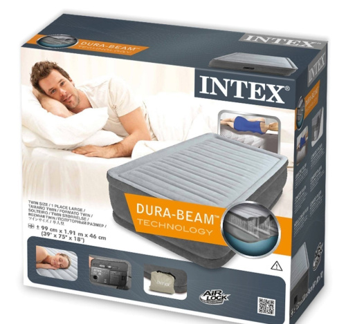 Надувне ліжко Intex 64412 (односпальне, 46*99*191 см., вбудований електронасос 220V, навантаження до 136 кг.) фото 4