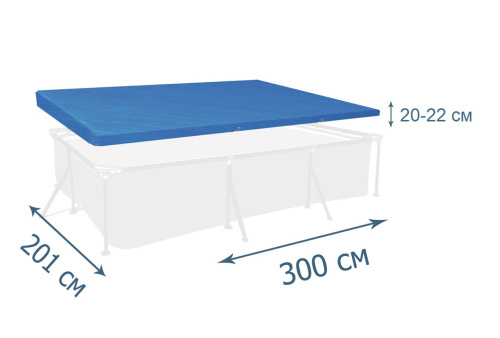 Тент (накриття) Bestway 58106 (240*345 см, для прямокутних каркасних басейнів ▭ 201*300 см) фото 2