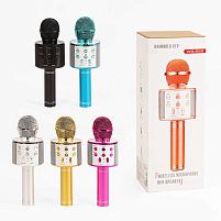 Бездротовий мікрофон С 48340 5 кольорів, караоке, bluetooth, USB, колонка, в коробці, ВИДАЄТЬСЯ ТІЛЬКИ МІКС ВИДІВ