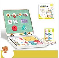 Магнітна гра С 74469 “Математика”, цифри, завдання, математичні позначки, маркер “пиши-витирай”, металевий бокс в пакеті