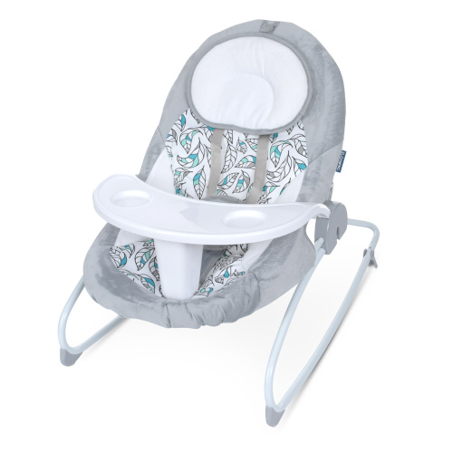 Крісло-гойдалка для немовлят з електро-заколисуванням El Camino ME 1076 EMMA Grey Mint Feathe (механізм гойдання: маятник) без столешні фото 6
