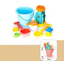 Пісочний набір JX 6865 відро, млин, лійка, 4 формочки, в сітці