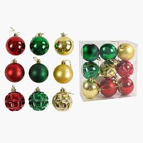 Новорічні прикраси C 67548 кульки, 9 штук, D = 6 см, в слюді