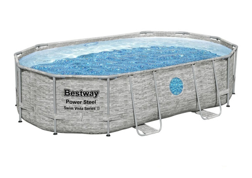 Каркасний басейн Bestway 56946 (107*305*488 см. об'єм: 10949 л., пісочний фільтр-насос 3028 л/год, дозатор хлору, драбина, тент, серія: Power Steel) фото 3