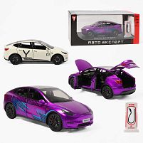 Машинка RS-91346  "Авто Експерт", 2 кольори, електромобіль, зарядна станція, металопластик, масштаб 1:24, звук, світло, інерція, відчиняються двер