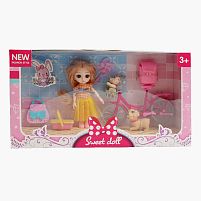 Лялька R 100-155-34 15 см, імітація скляних очей, шарнірні суглоби, аксесуари, в коробці