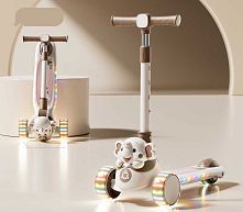 Самокат-беговел триколісний Skyper LF-2181/42 (колеса: передні Ø4,92"/заднє Ø3,15"/PU, рама: пластик/складна, підсвітка, музика, до 40 кг)