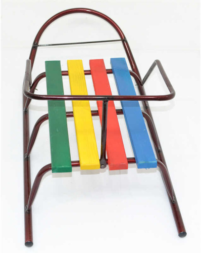 Санки дитячі X-Toys «Класік» (круглі полози, зі спинкою, без ручки, з мотузкою, сталеві, бордові, до 60 кг.) фото 3