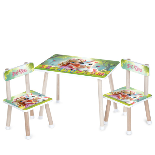 Дитячий столик Bambi M 501-35 «Princess» (з двома стільчиками, ДСП, стіл: □40*60 см, ↑44,5 см, сидіння: □28,5*28,5 см, ↑25 см, силік.зах. ніж.)