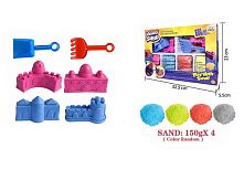 Кінетичний пісок 1904 G/J/K 600 г, 4 кольори, інструменти, 4 форми, в коробці