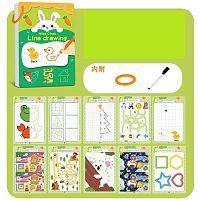 Логічна книжка C 76630 двосторонні картки з завданнями, лабіринти, геометричні фігури, гра “Знайди відмінності”, 3 маркери “пиши-стирай”, губка,