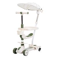 Самокат-беговел триколісний iTrike JR3-167-5BC-GR (колеса: Ø4,33"/Ø3,15"/PU, рама пластик, сидіння, бампер, батьк. ручка, навіс, підсвітка, до 25 кг)