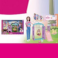 Набір ляльок WG 240 висота: 30 см, знімний одяг, рухомі кінцівки, аксесуари, ігровий майданчик, крісло-гойдалка, собачка, повітряні кульки, в к