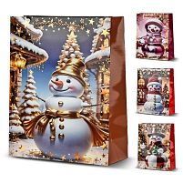 Пакет новорічний паперовий S "Snowman" 18*23*8см Stenson R33006-S