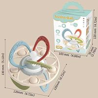 Брязкальце з прорізувачами AT-406 розмір: 12х12х13 см, брязкаючий елемент, гумові прорізувачі з різними текстурами, тріскачка, поп-іт, в коробці