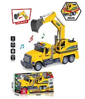 Спецтехніка 688-2 A “Екскаватор”, довжина 32 см, підсвічування, звукові ефекти, інерція, гумові колеса, платформа обертається на 360°, механічне