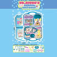 Набір лікаря 537 D2 стетоскоп, ножиці, ніж, 2 пінцети, шприц, 2 таці, 2 пігулки, коробочка ліків, окуляри, бейдж, кушетка, пластирі, у валізі