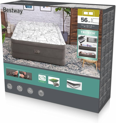 Надувне ліжко BestWay 6713E (двоспальне, 56*152*203 см., вбудований електронасос 220V, навантаження: до 300 кг.) фото 9