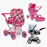 Візочок-трансформер 9346 "Melobo", 3 види, алюмінієвий корпус, знімна люлька, в коробці, ВИДАЄТЬСЯ ТІЛЬКИ МІКС ВИДІВ