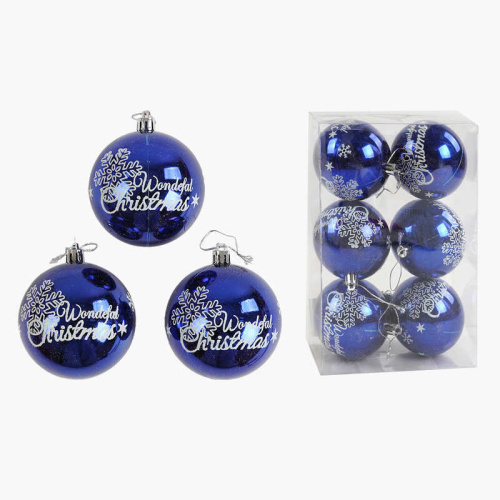 Новорічні прикраси C 67692 6 штук, кульки, D = 7,5 см, у слюді