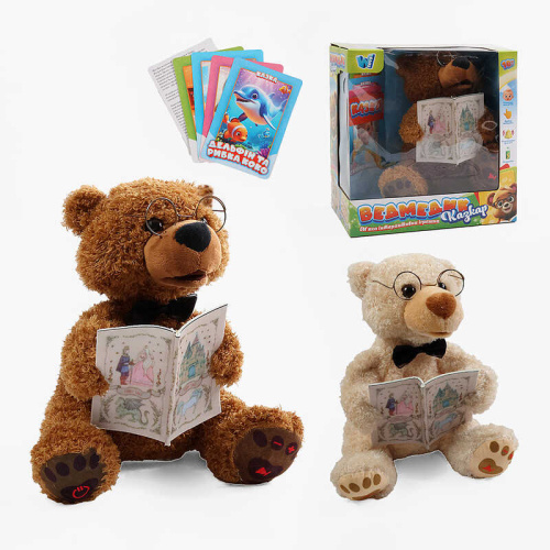Ведмедик казкар 31515-1 2 види, "WToys", ОЗВУЧ. УКР. МОВОЮ, 15 аудіоказок, 5 карток із казками, скоромовки та звуки, кнопки на лапках, в коробці