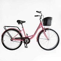 Велосипед міський Corso «TRAVEL» 26`` TL-26611 + КОШИК одношвидкісний, сталева рама 16.5``, корзина, багажник