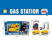 Заправна станція 890-34 A звук, 2 вантажівки, інерція, гумові шини, в коробці