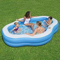 Дитячий надувний басейн Bestway 54409 «Сімейний», блакитний, 270 х 198 х 51 см, з сидіннями та підсклянниками