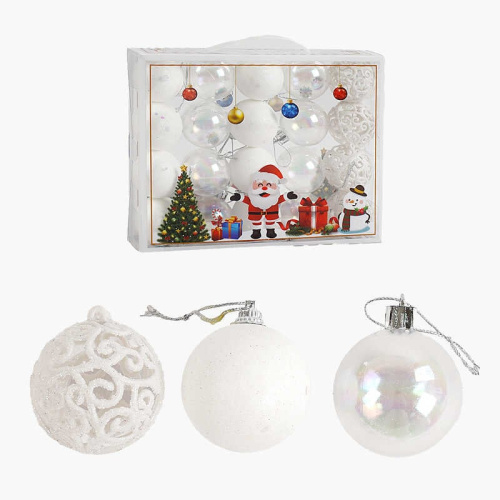 Новорічні прикраси C 67335 16 штук, кульки, D = 4,5 см, у слюді